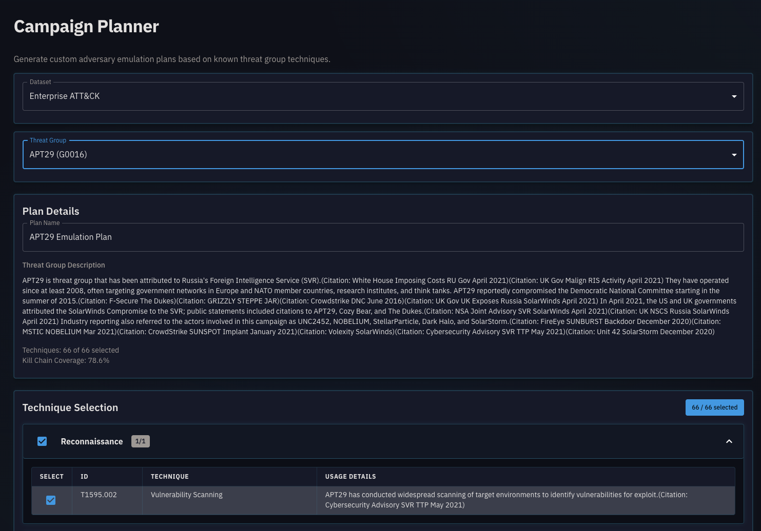 RTCP Campaign Planner Interface
